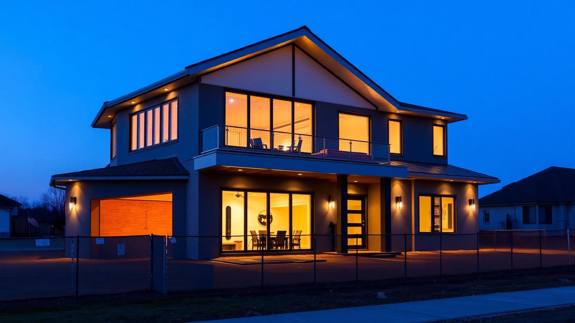 Newly built custom home at dusk in a Nashville-area development