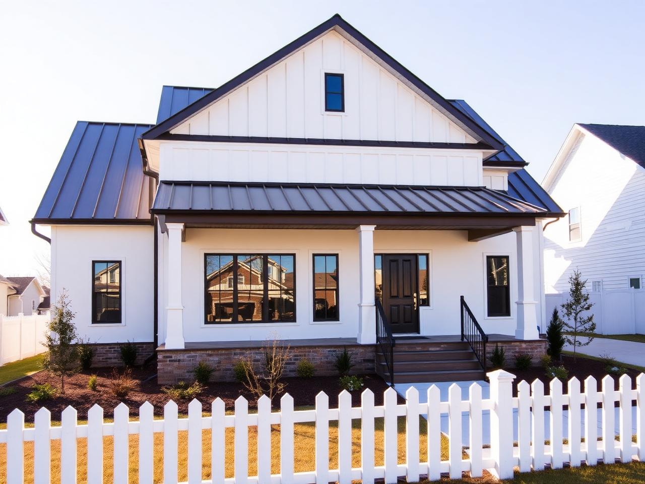 New construction white transitional home in Franklin, Tennessee